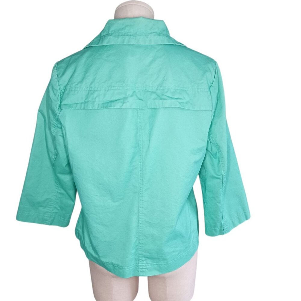 Studio Works Petite Large Canvas Spring Jacket Seafoam Green Lined Full Zip - Picture 6 of 14